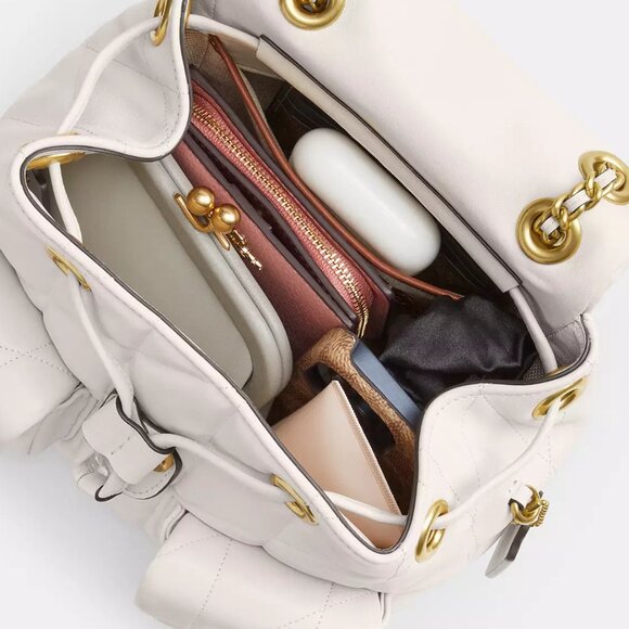 NWT ✅ COACH Tabby Backpack With Pillow Quilting CU076 CHALK ✨ NWTs - Picture 8 of 16